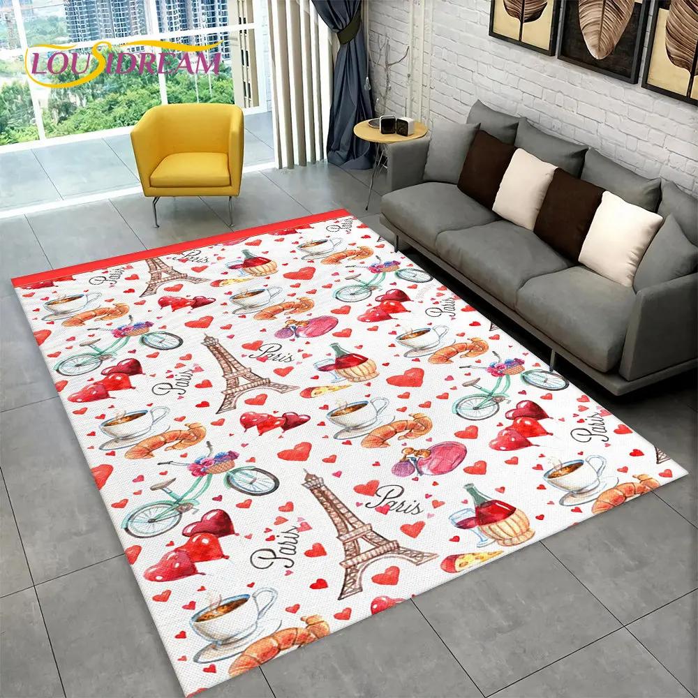 Frankrijk Parijs Eiffeltoren Romantische Kunst Gebied Tapijt, Tapijt Tapijt voor Woonkamer Slaapkamer Bank Deurmat Keuken Decor Antislip Vloermat