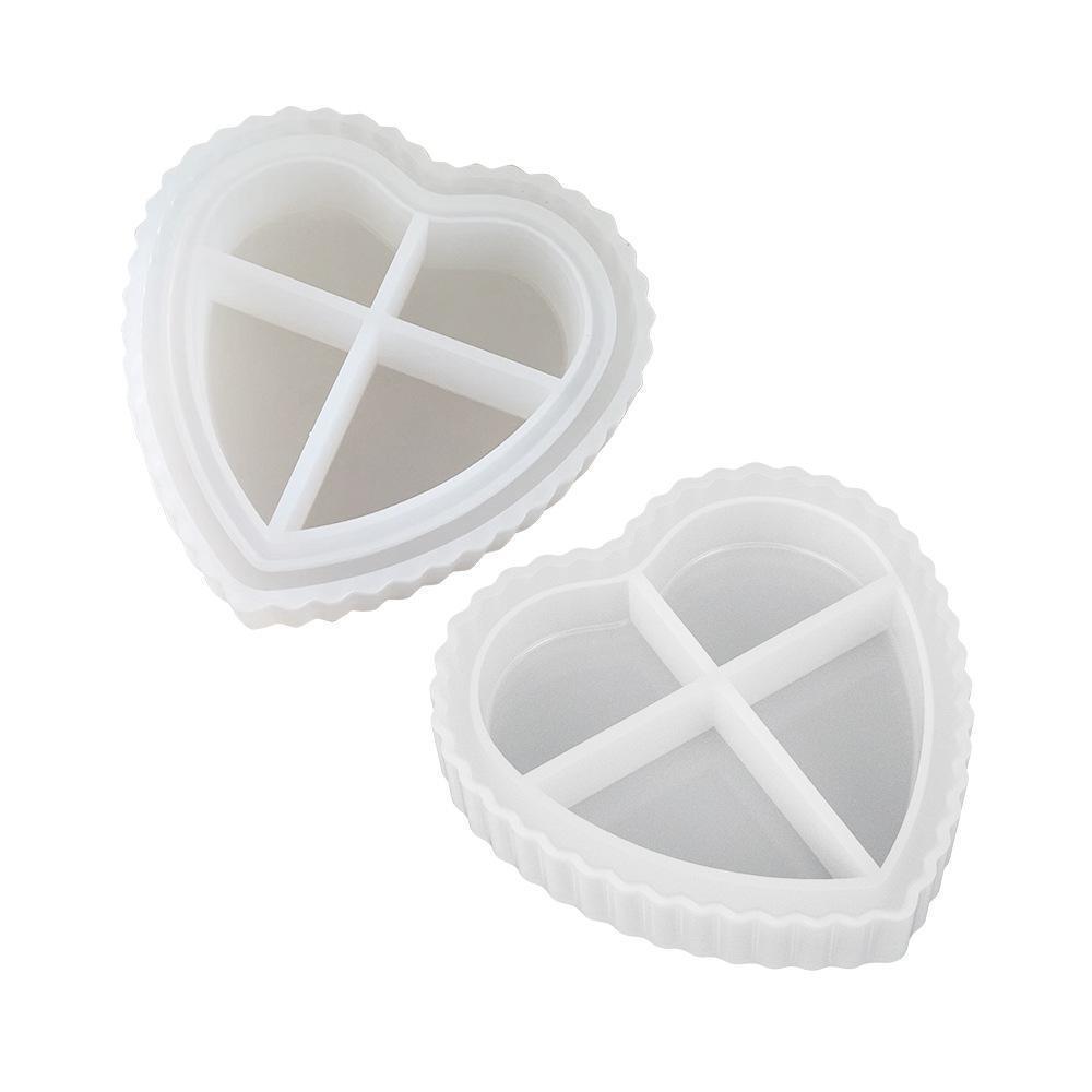 DIY Adhesive Plaster Candlestick Mould Striped Love Plate Storage Box Mold Heart Shaped Tray Jewelry Storage Box Silicone Mold