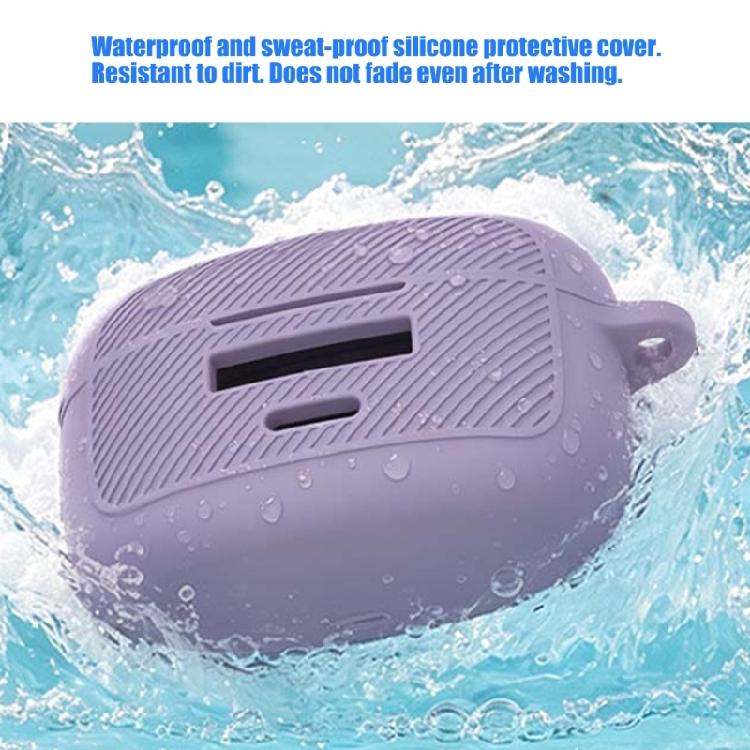 Silicone Charging Case Cover with Grip Texture, Carabiner Carry, and Easy Cable Access for Everyday Clip On Earbuds Travel and Storage Use