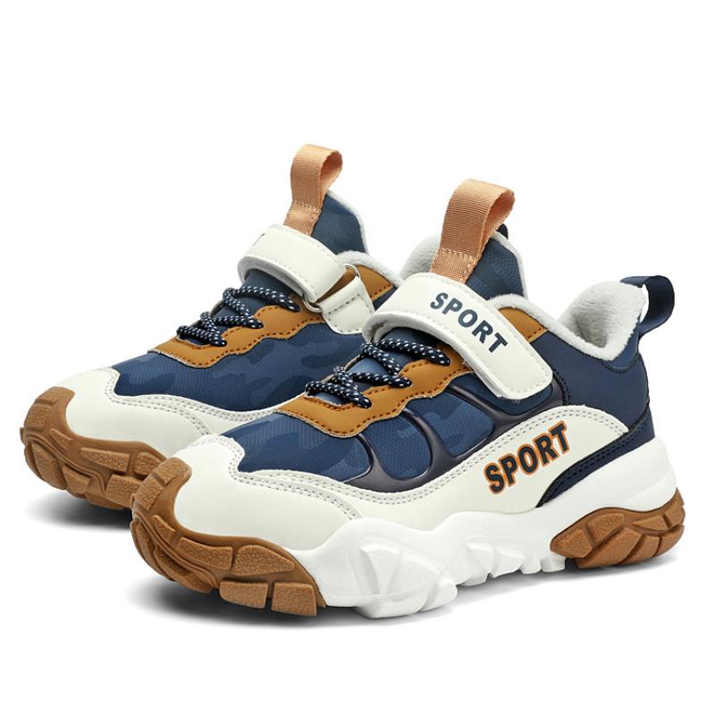 

29-39 Спортивная повседневная обувь для мальчиков на толстой подошве и бархатная теплая спортивная обувь с низким берцем 39 темно-синий