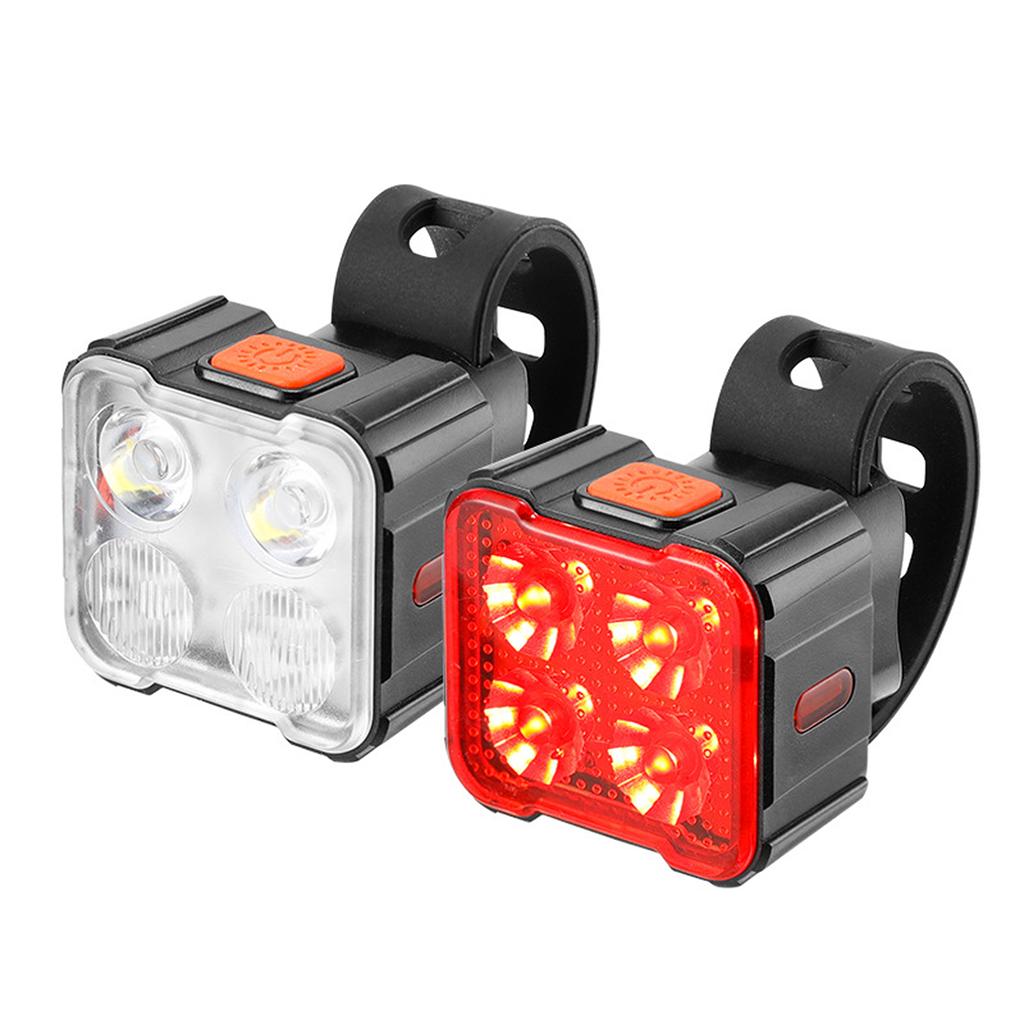 Set Luci Per Bici Anteriori E Posteriori Ricaricabili - Impermeabili, 4+6 Modalità - Sicurezza Notturna