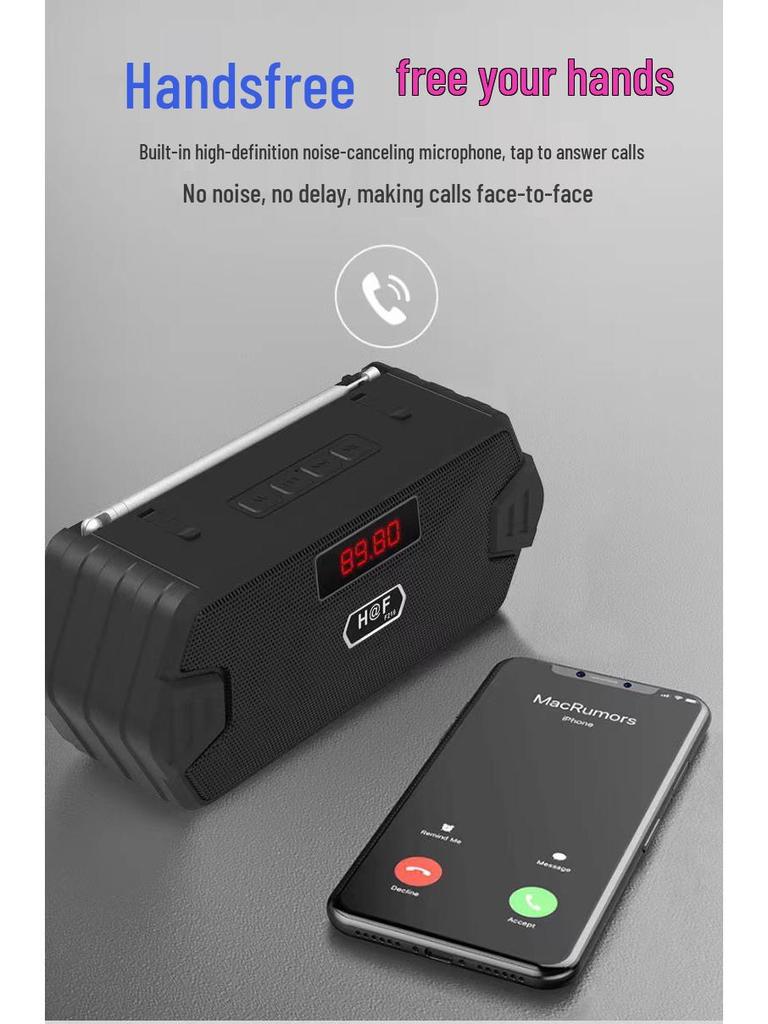 HF-F216 Portable TWS Bluetooth Speaker with Phone Stand and Radio Antenna