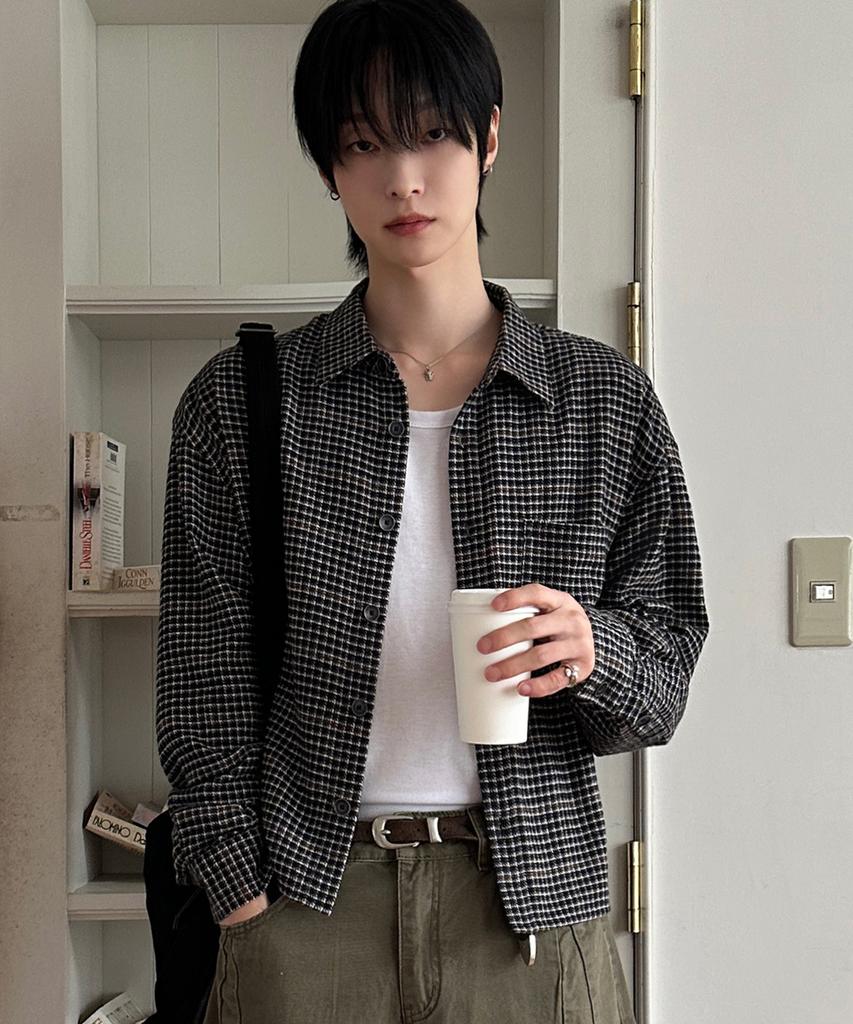 LXT Cotton Houndstooth Check Crop Shirt [Black]