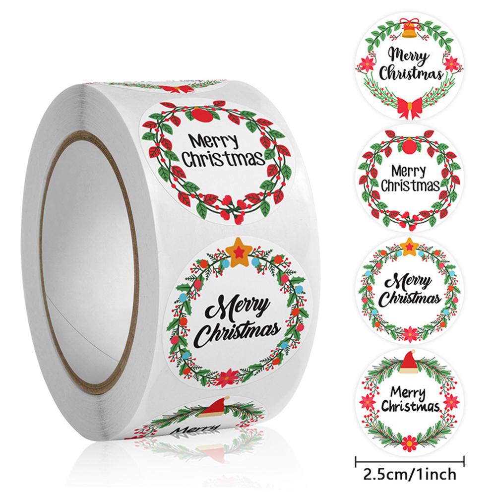 100-500Pcs High-Quality Merry High-Quality Christmas High-Quality Holiday High-Quality Stickers High-Quality Wreath High-Quality Adhesive