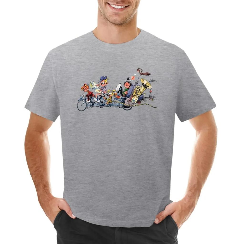 Gaston Marsupilami And Spirou Tshirt Anime Boys Animal Print Designer T Shirt Unisex Short Sleeve Round Collar New In Tops Tees