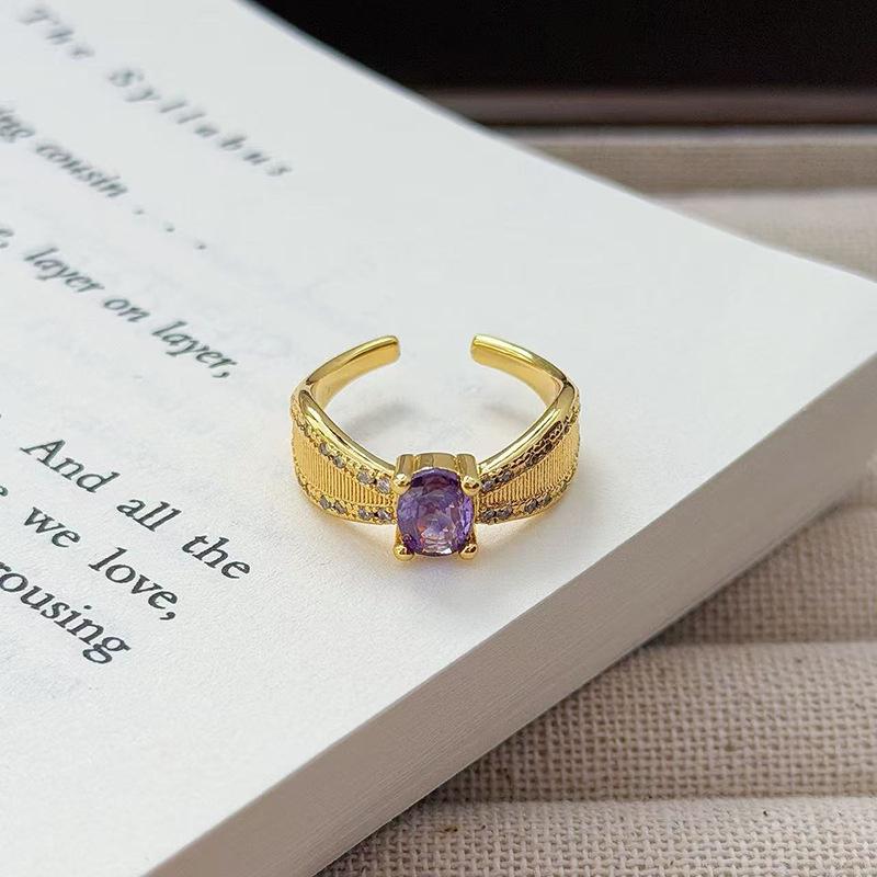 Medieval French Retro Full Diamond Open Ring Fashion High Sense Temperament Niche Design Exquisite Diamond Accessories Women