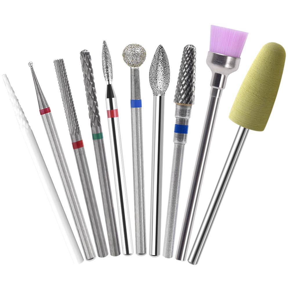 

KADS 10 шт. фрезы для дизайна ногтей Алмазные сверла для ногтей для электрической машины для ногтей профессиональные маникюрные инструменты