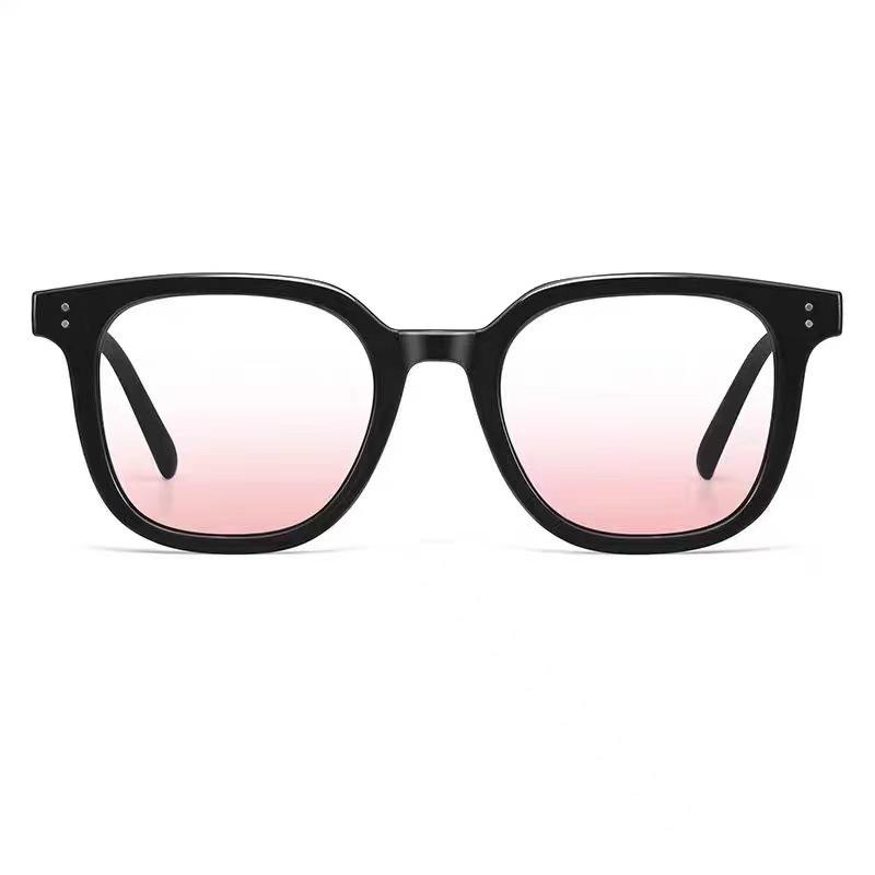 Anti-Blue Glasses Black Frame Powder Flakes Blush Decorative Glasses Unisex Clear Glasses