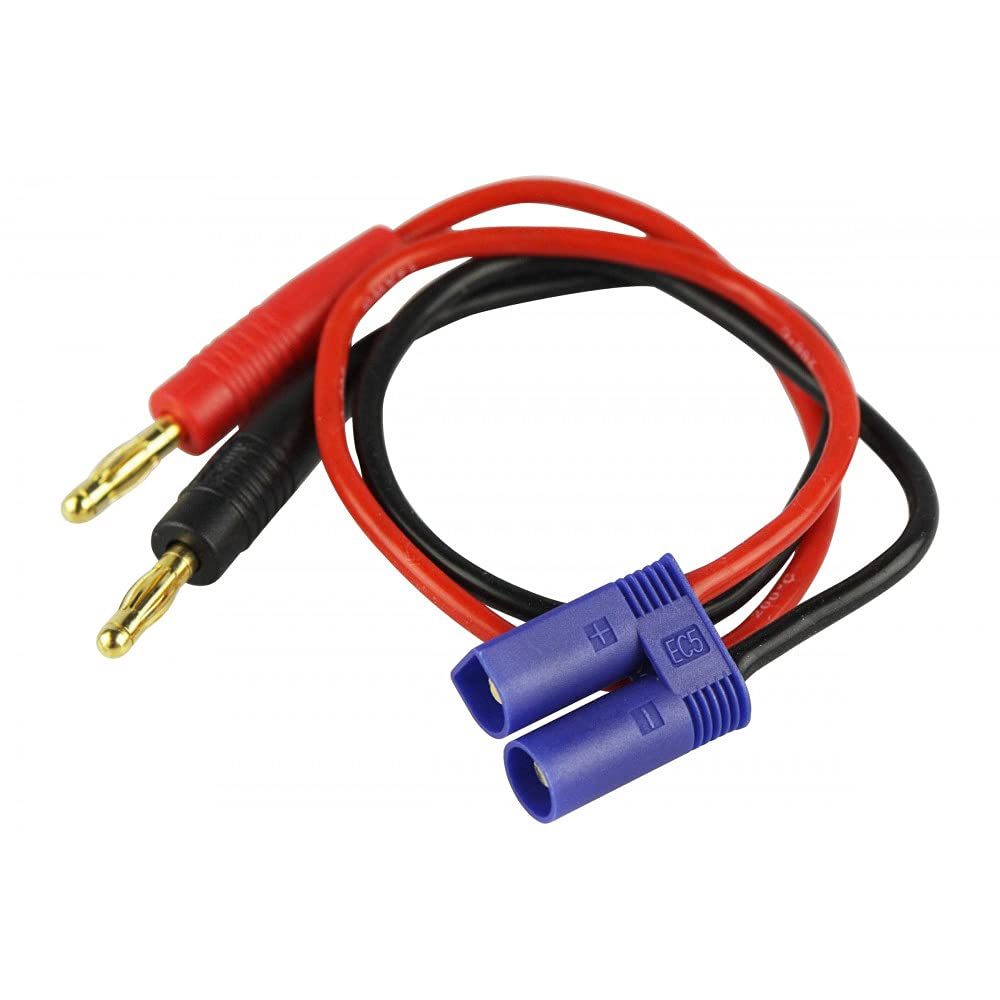 Boladge EC5 Plug Male Connectors Convert to 4mm Banana Plug Bullet Male Connector RC LiPo Battery Charging Cable 30cm 12awg Wire 2-Pack