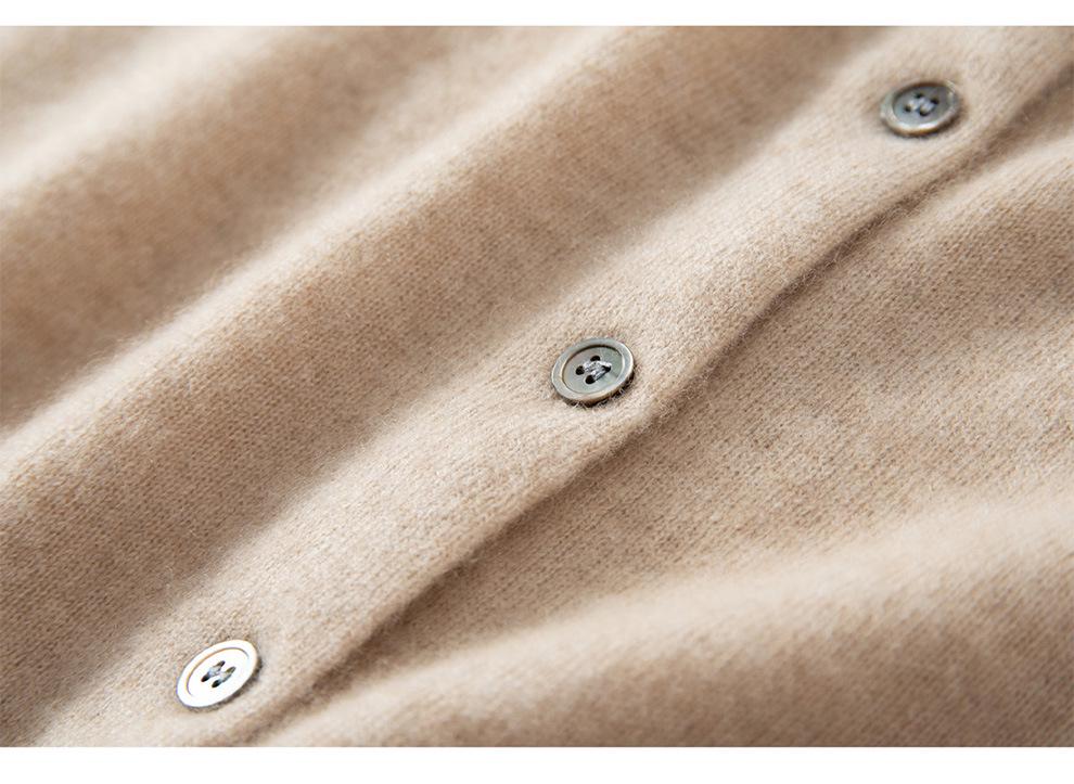 Women's Loose Fit Cashmere Cardigan - Round Neck, Slimming, Trendy Long-Sleeved Outerwear Sweater