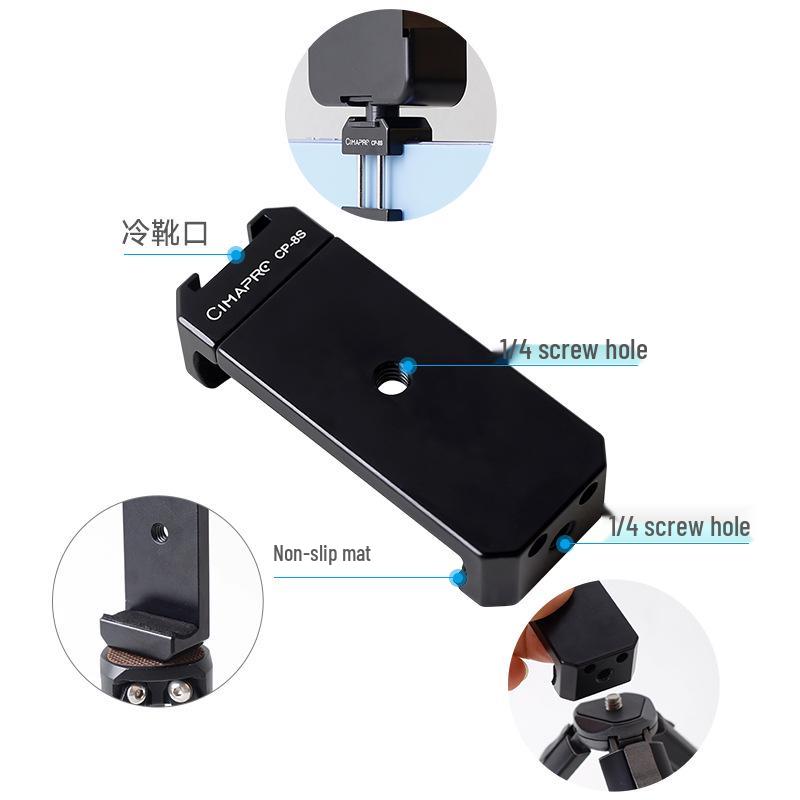 Desktop Photography Tripod Stand with Clip and Cold Shoe Mount for Smartphones