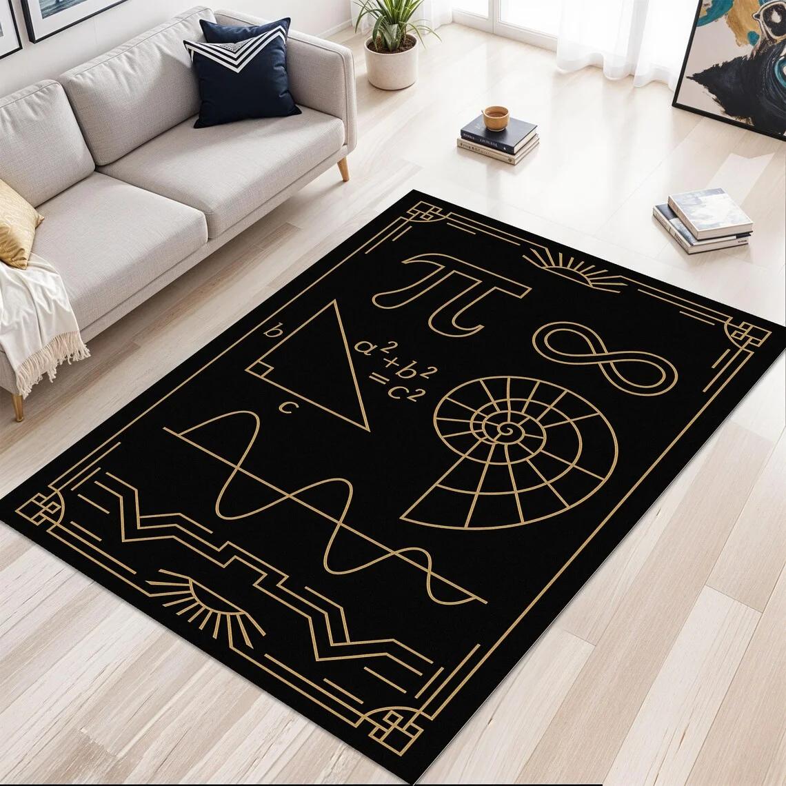 

Black Art Deco Rug with Gold Geometric Lines Carpet Luxurious Glam Carpet for Elegant Living Rooms, Modern Homes or Stylish Mat 50x80CM