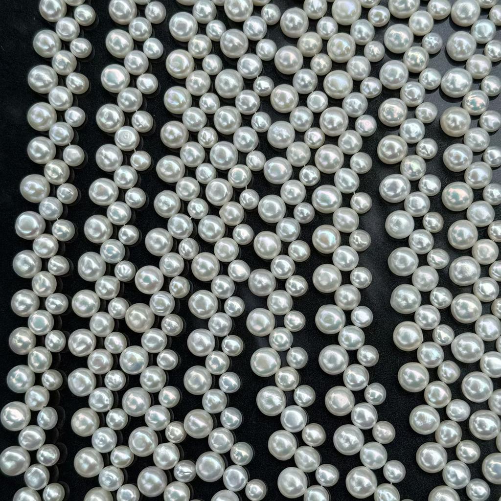 1String, White Natural Freshwater Pearls, Handmade 6/7/8.5mm Pearl Beads for Jewelry Making DIY Crafts Length 36cm