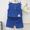 Boys' Waffle Vest and Shorts Set - Lightweight Summer Trend