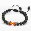Geflochtenes Armband mit Lavastein-Krone und Perlen