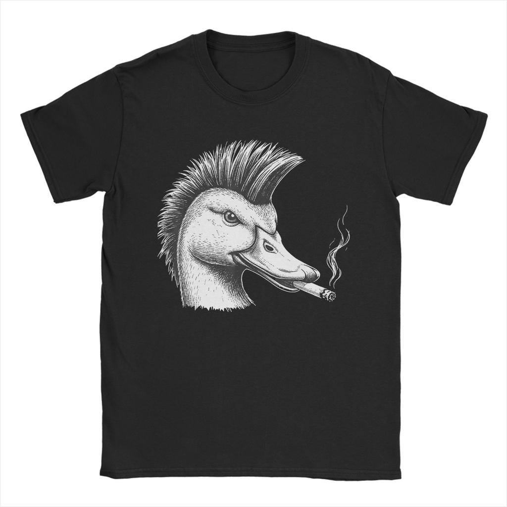 Mallard Duck Smoking A Cigarette Vintage Funny Duck Hunting T Shirt Summer Cotton T-Shirts For Men Harajuku Print Tshirt