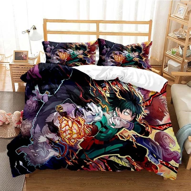 New Anime My Hero Academia Printed Bedding Set Duvet Covers Pillowcases Comforter Bedding Sets Bedclothes Bed Linen Home Textile