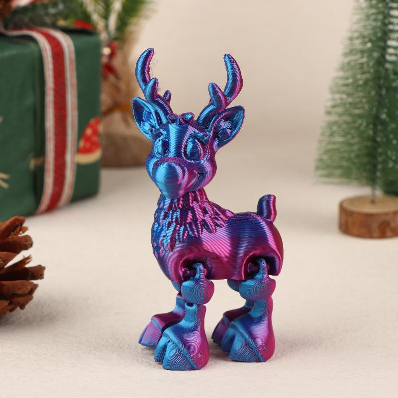 

1 Pc Cute Christmas Elk Joint Movable Figurine Office Decor Children s Gift 3D Printed Toy Simulated Statue Ornaments