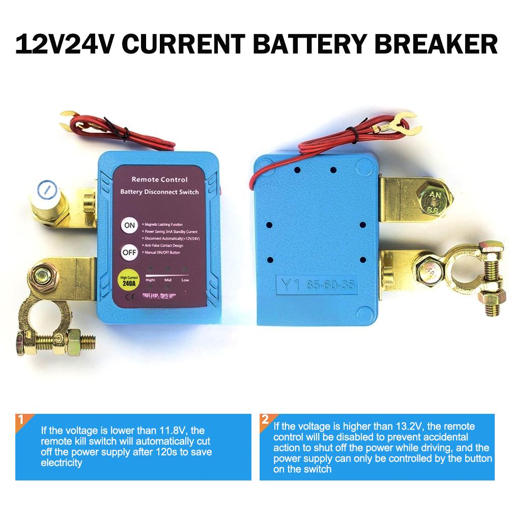 12/24V 240ARemote Battery Disconnect Kill Automatic Power Shut Off Remote Control For Auto Earu Y2X5