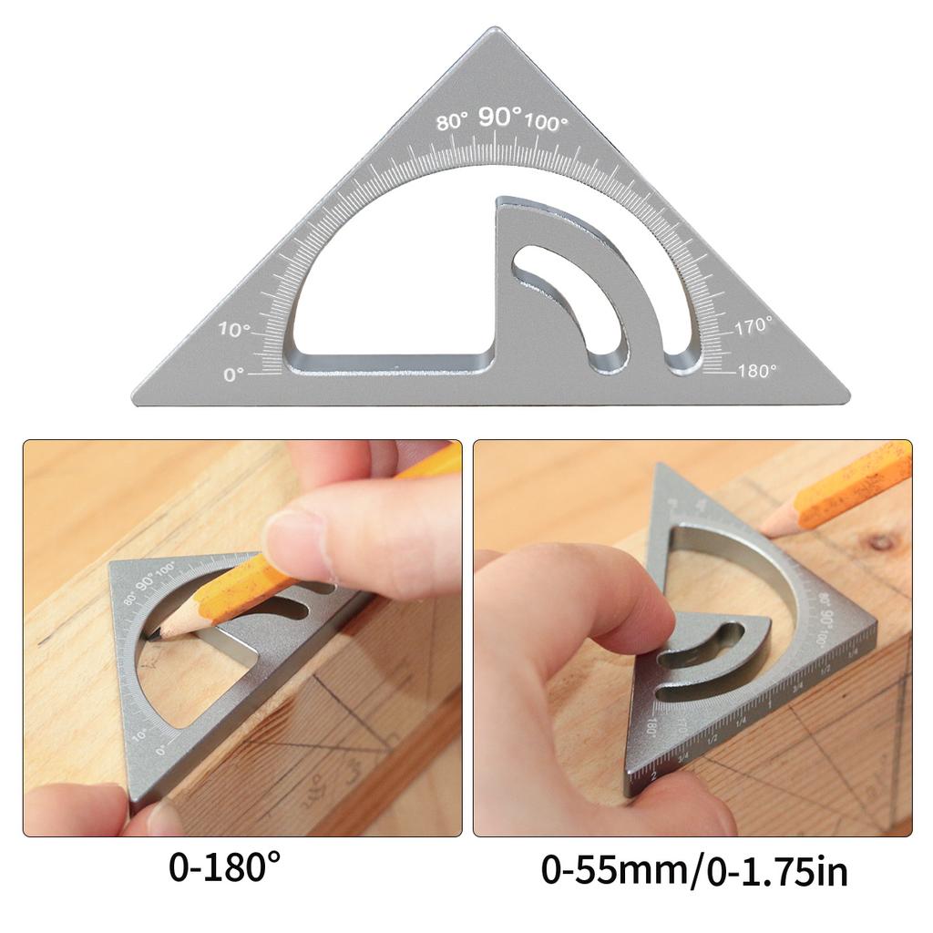 Multi-angle Set Square with Angle Positioning Dowel Pin and T-sqaure Scribing Holes,with Small Angle Triangle Ruler 3D Scribing