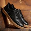 Leather men's shoes first layer cowhide white shoes men's casual single shoes hollow white board shoes men's sports shoes