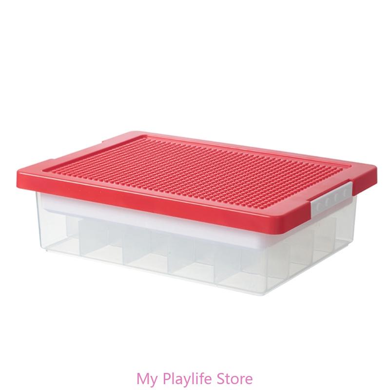 Kids Toy Storage Organizers Box Clear Box with Building Plate for Home Use