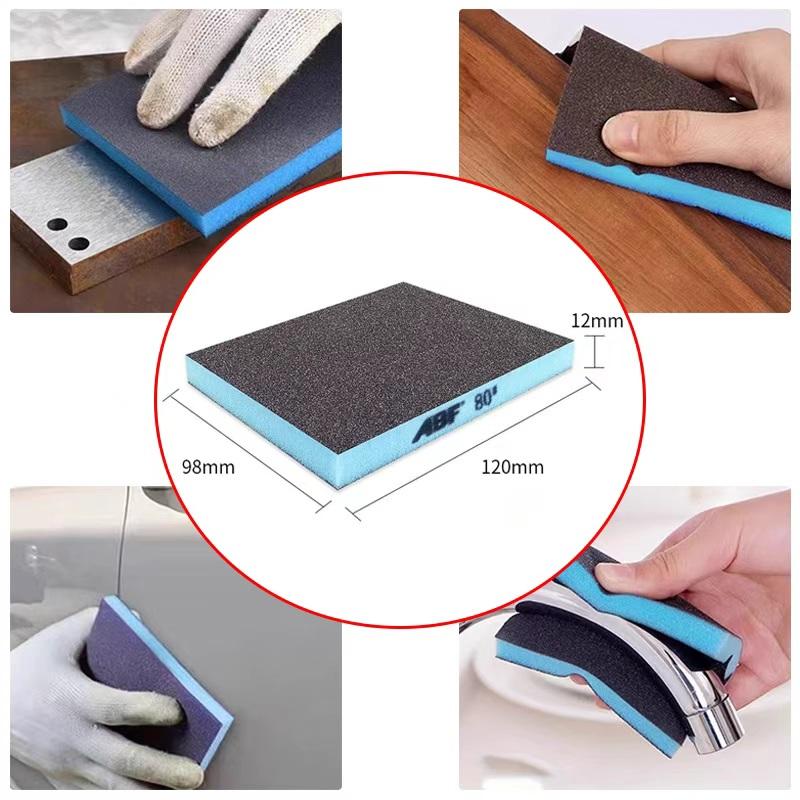6PCS Sanding Sponge Set 60-320 Grit Washable Reusable Wet Dry Blocks for Wood Metal Glass Furniture Polishing