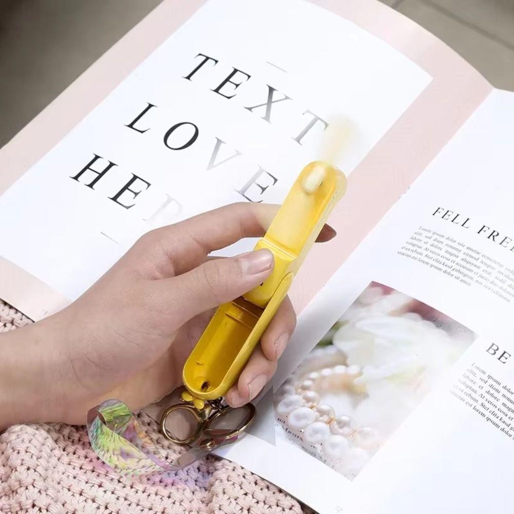 3 Speeds Mini Folding Fan USB Charge Handheld Fan Portable Keychain Fan Outdoor Travel