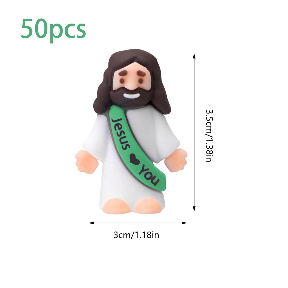 50 pcs Little Jesus Figures Tiny Rubber Jesus Doll Easter Toys Religious Party Jesus Figurine Sunday School Party Decorations