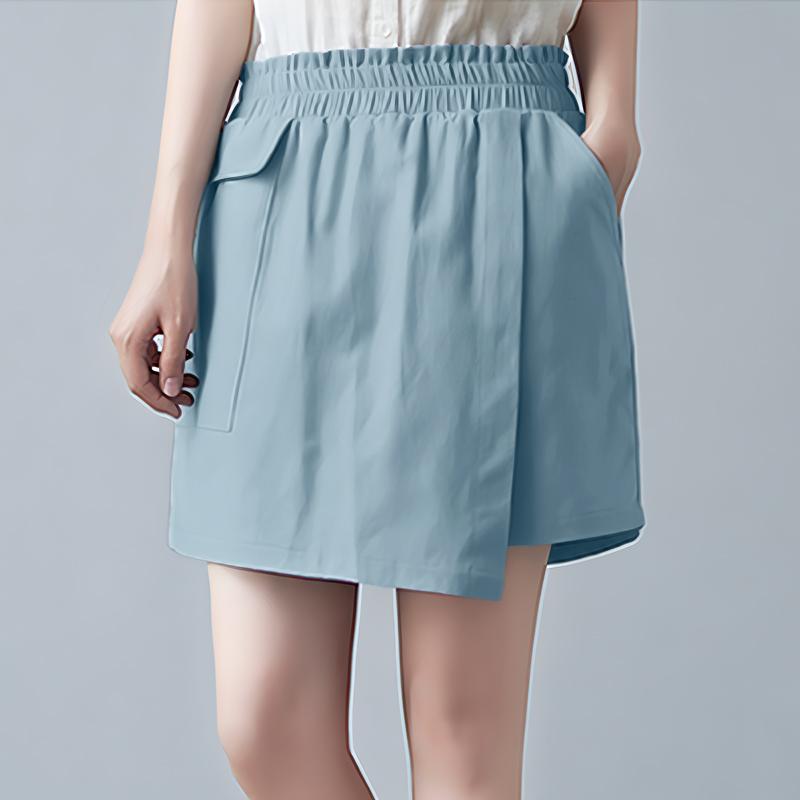 

ZANZEA Женские повседневные свободные летние короткие брюки с эластичной резинкой на талии 2XL синий