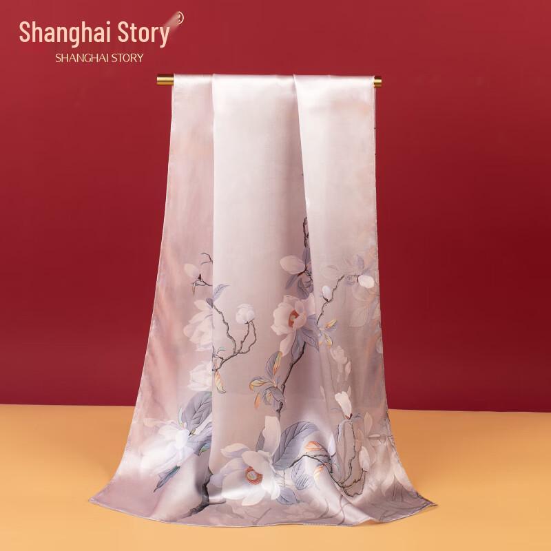 Shanghai Story Women's Floral Mulberry Silk Scarf
