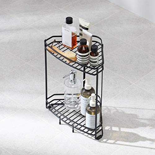 [Online Exclusive] BLKP. Pearl Metal 2-Tier Corner Stand for Bathroom Storage, Limited Edition, Black, BLKP, AZ-5077