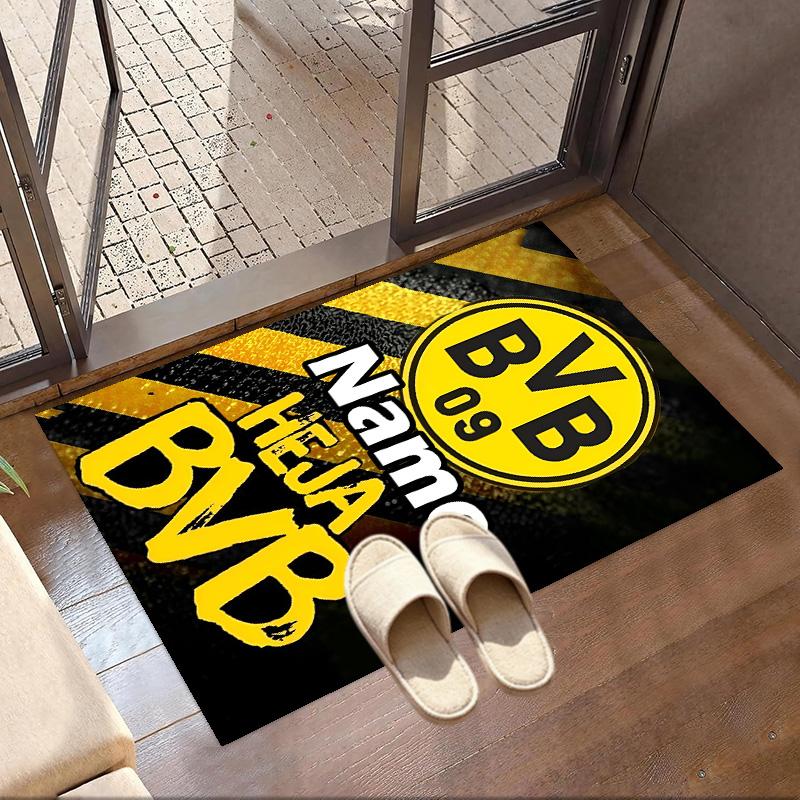 Custom Name Personalized Borussia Dortmund Print Carpet, Versatile Home Decor Rug, for Playroom, Apartment, Balcony, Entryway, Hallway Gift