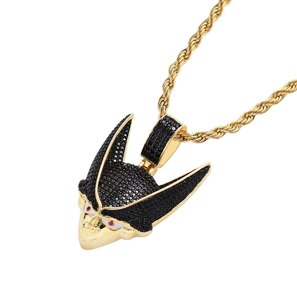 European and American Hip Hop Dragon Ball Sharu Anime Character Pendant with Micro Inlaid Zircon Trendy Street Necklace