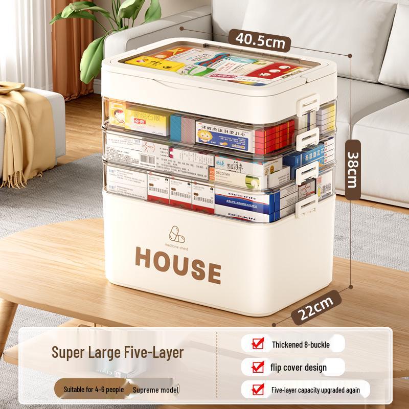 Large Multi-Layer Medicine Storage Box - Portable Family First Aid Kit