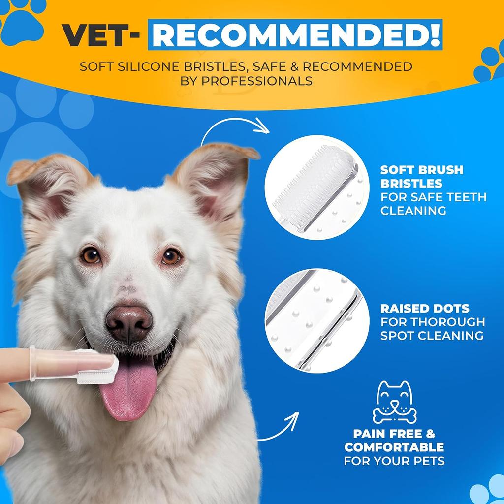 Dog Toothbrush Kit with Travel Cases – Silicone Finger Toothbrushes for Dogs & Cats – Pet Dental Care, Dog Teeth Cleaning, Fresh Breath