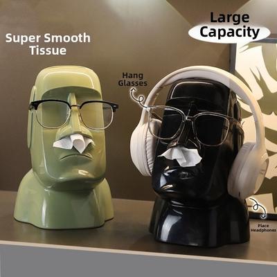 Convenient Creative Tissue Storage Box 3-in-1 Stone Statue Paper Towel Container Plastic Space-Saving Paper Dispenser Art Lovers