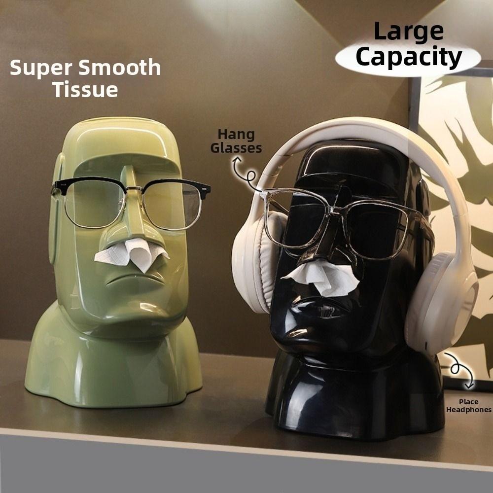 Creative Tissue Storage Box Stone Statue Space-Saving Paper Towel Container Plastic Novelty Sunglasses Storage Rack Household