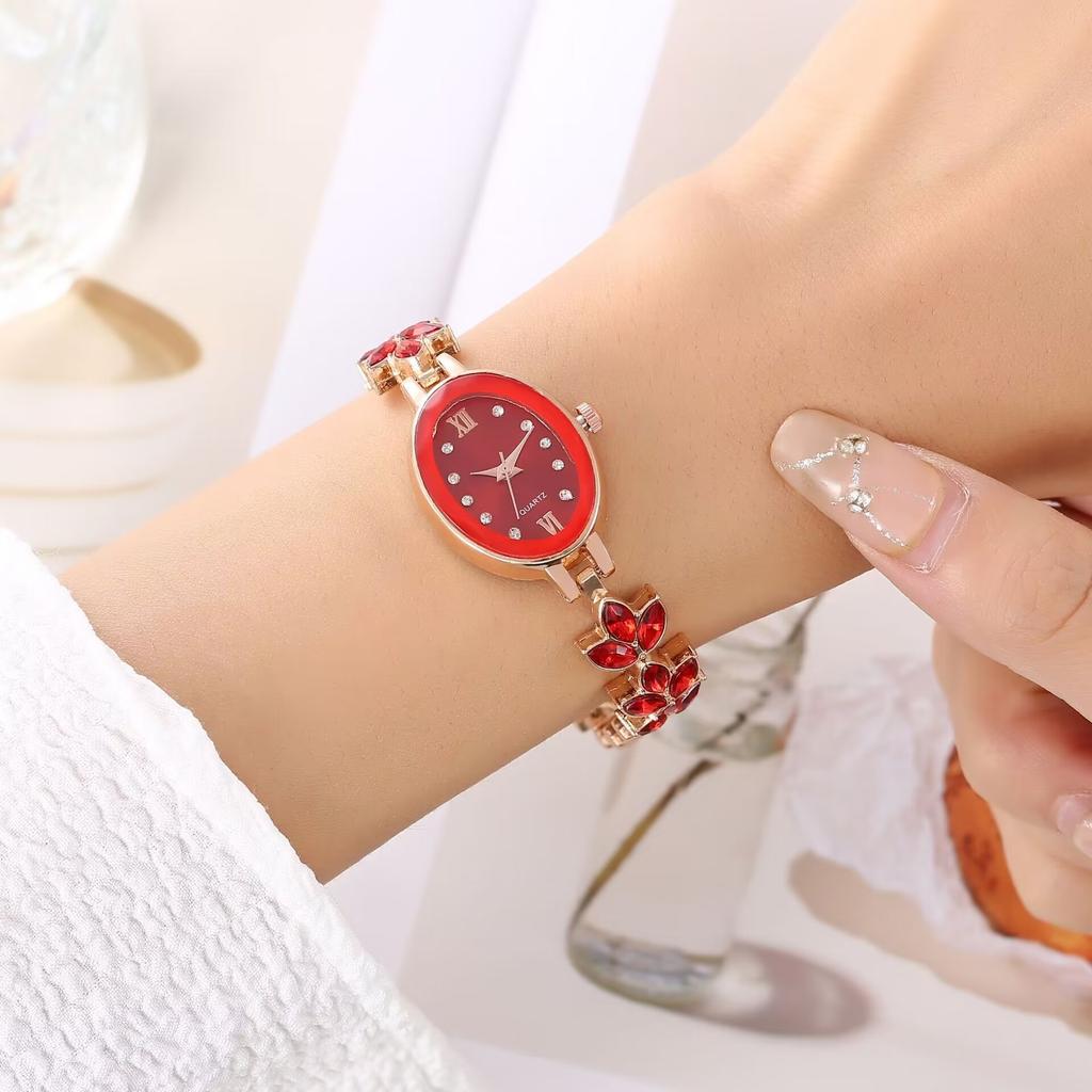 Women's Rhinestone Watches  Waterproof Oval Ladies Quartz Watch Bracelet Wristwatch AVE