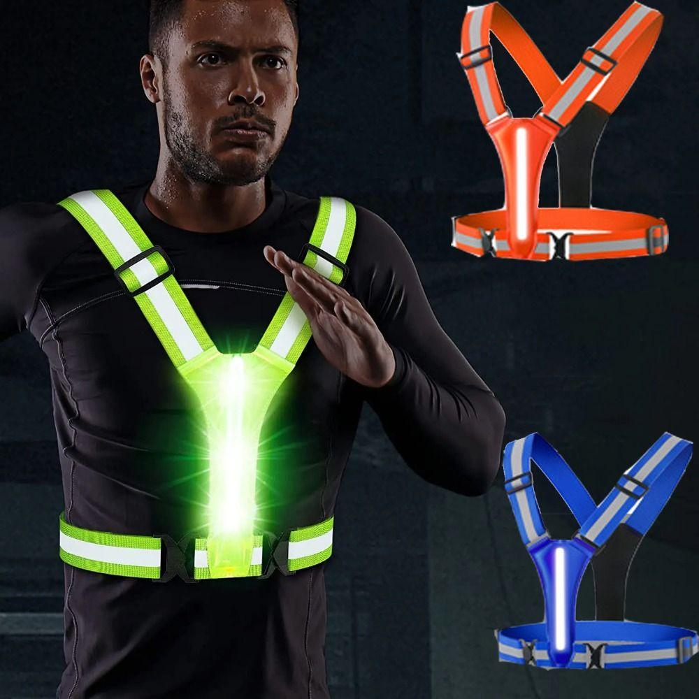 Gilet De Course Lumineux LED Rechargeable USB - Sécurité Visibilité Nuit - Réfléchissant Et Réglable - Pour Running, Vélo, Marche