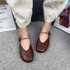 Retro Echtleder Weiche Sohle Damen Flache Schuhe Prägnante handgemachte runde Zehen flache Schuhe