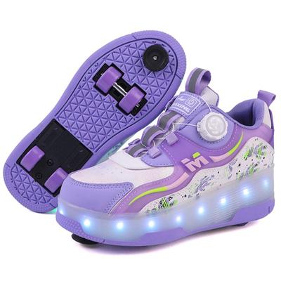 Kinder/Jugendliche Jungen und Mädchen Deformierte Schuhe Vierrädrige Doppelzweck-Rollschuhe Wiederaufladbare und Abnehmbare Leuchtende Sportschuhe
