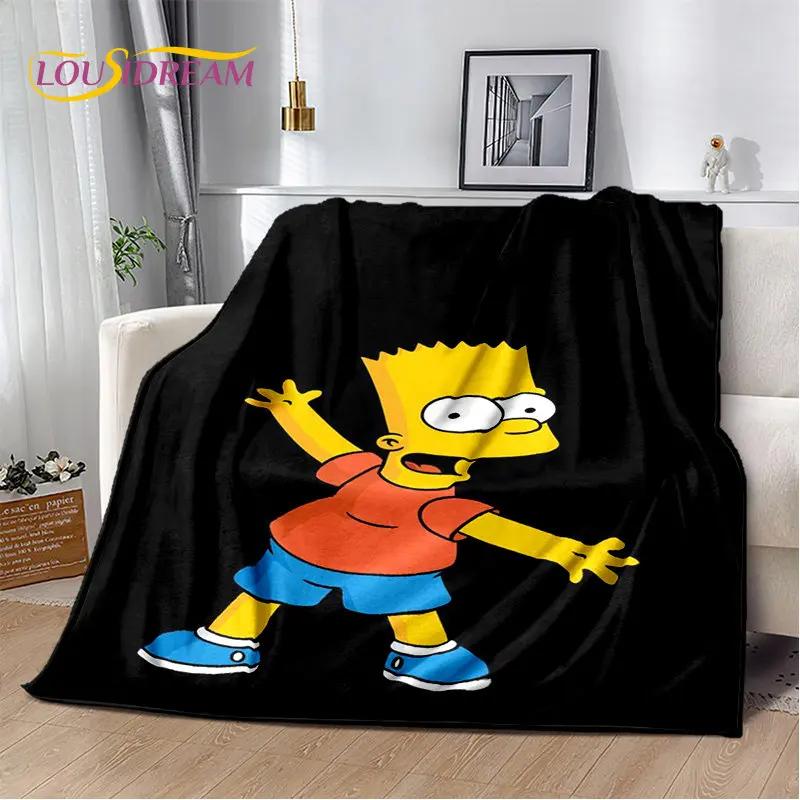 De S-Simpsons Cartoon Pluche Deken, Flanellen Deken Kinderen Plaid voor Woonkamer Slaapkamer Bed Bank Wandelen Vrije Tijd Dutten