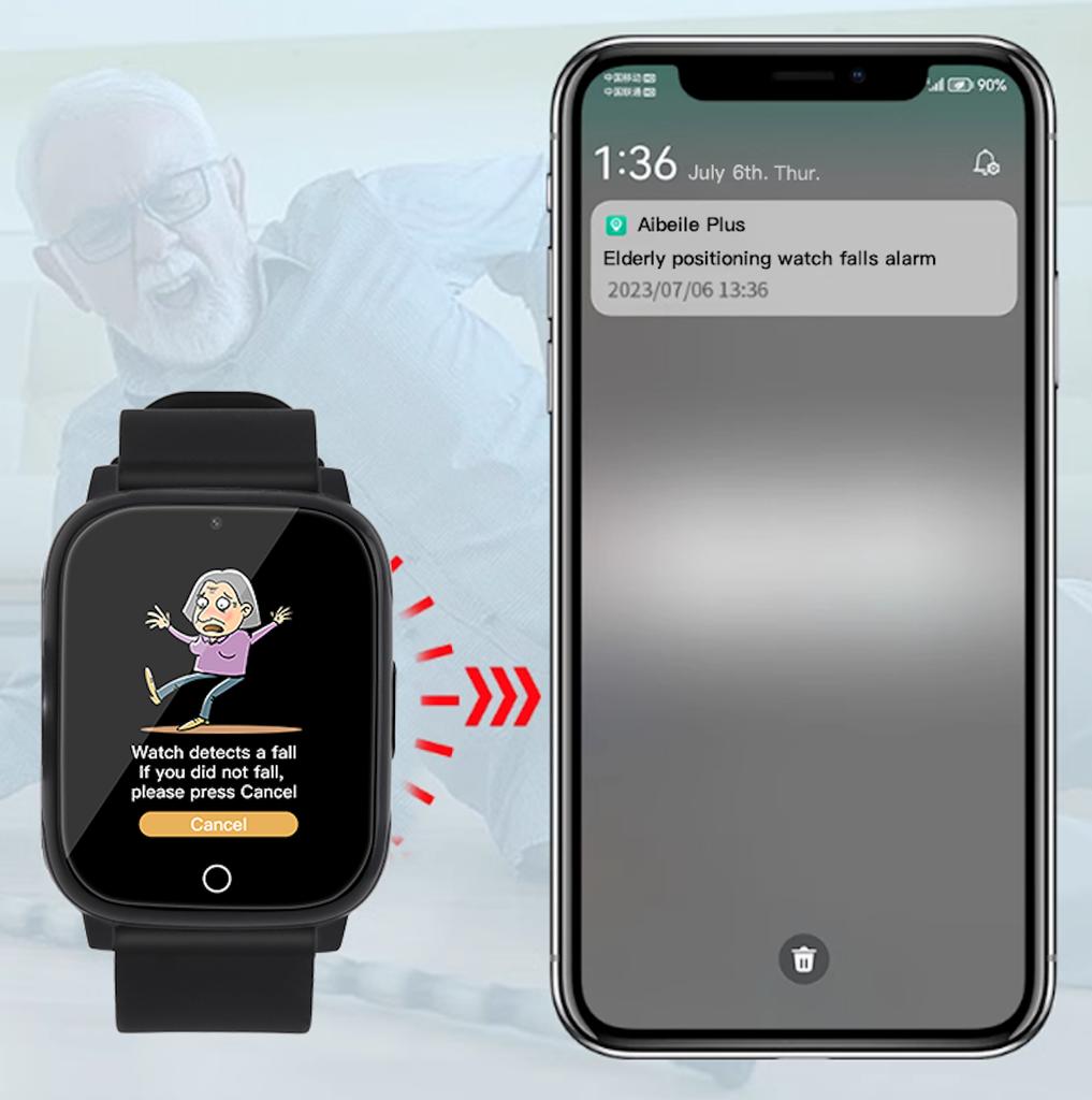 Seniors 4g Gps Watch Tracker with Lockable Watch Strap Clasp Lockable Watch Strap Clasp for Seniors