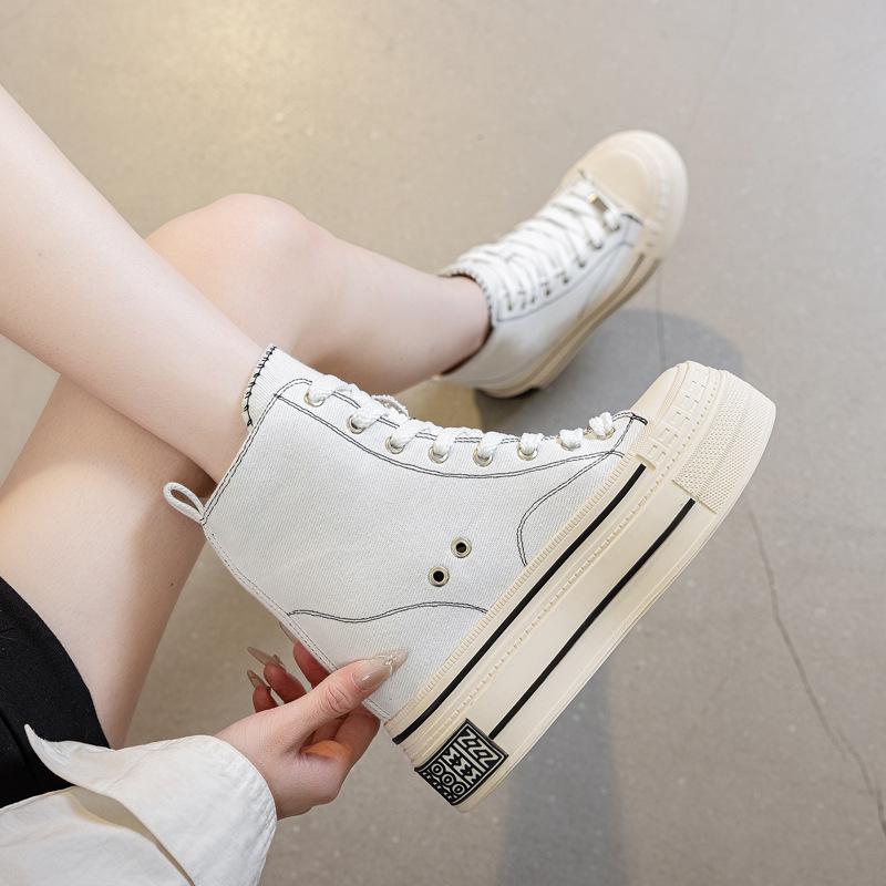 Super high heel 12 cm women's casual espadrilles, new thick-soled rubber in spring and autumn 2025, inner height increase