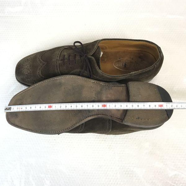 PRAESES New York 80s-90s British Suede Leather Goodyear Welt Full Brogue Wingtip Shoes Size 11F 29.0-29.5cm Brown(USED)