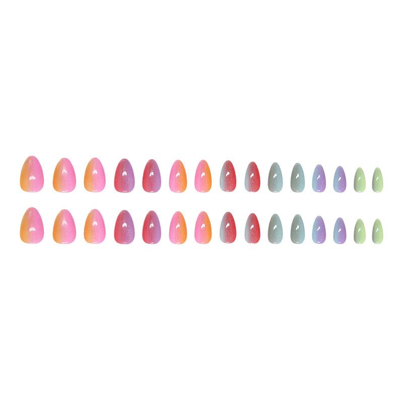 Cat Eye Dopamine Vitality Gradient Rainbow Removable Nail Art Tablets 30 Pieces Press On Nails