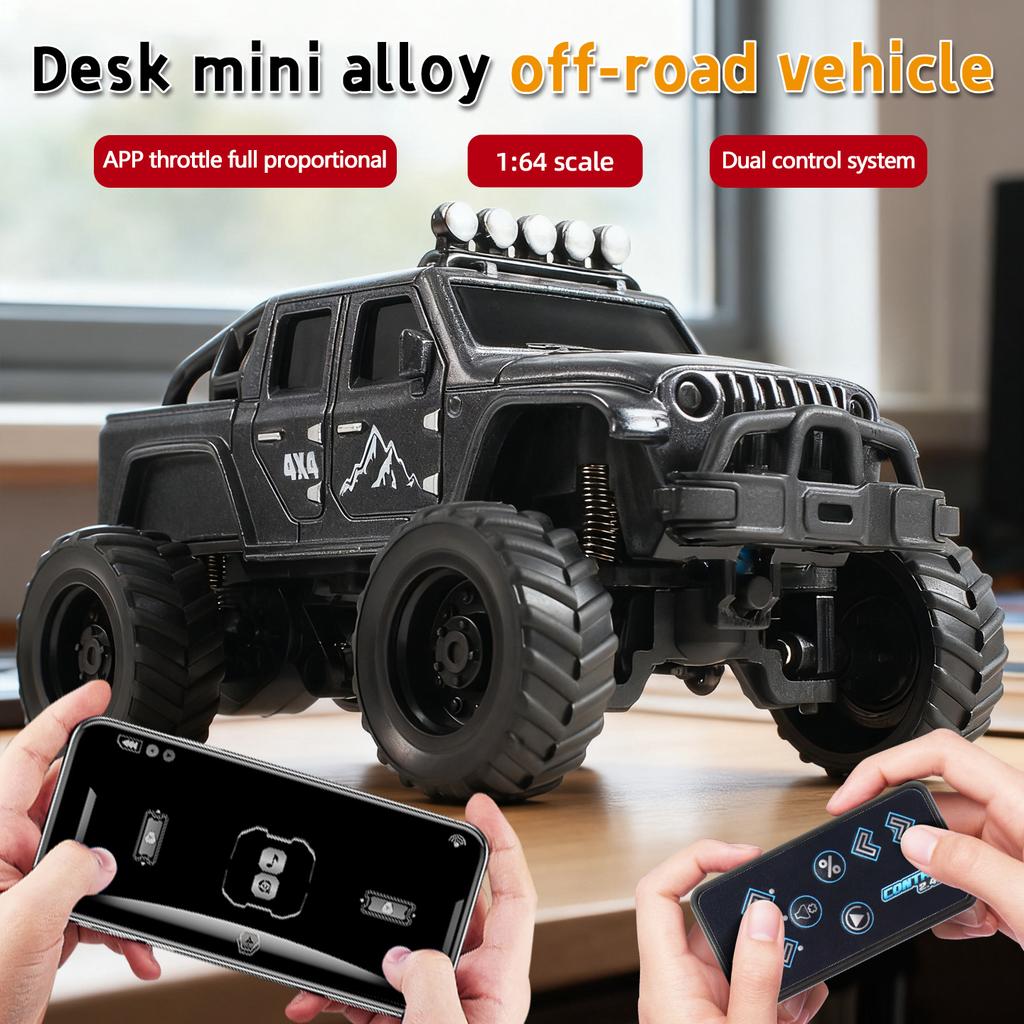 1/64 Mini Alloy Rc Car and Ground Vehicles Radio Control Off Road Crawler Truck Remote Control Desktop Toy Model for Kid Boys