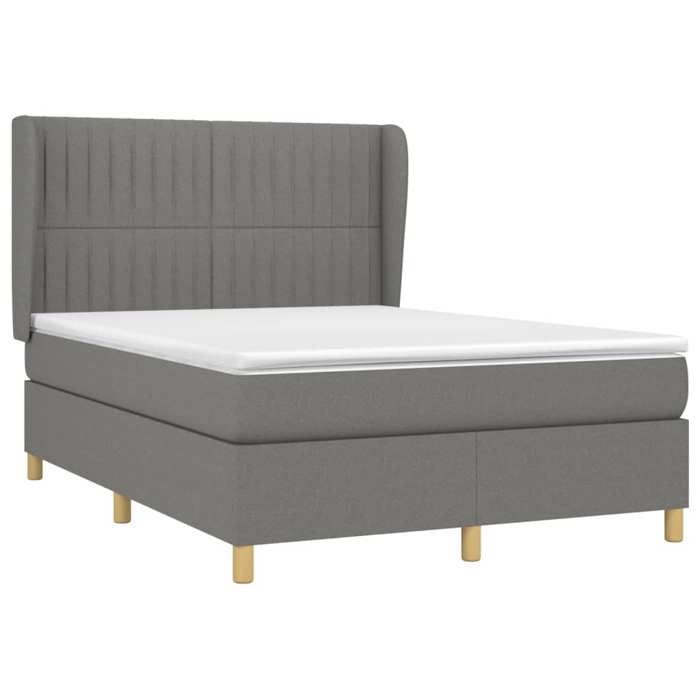 Maison Exclusive - Sommier à lattes de lit avec matelas Gris foncé 140x190cm Tissu