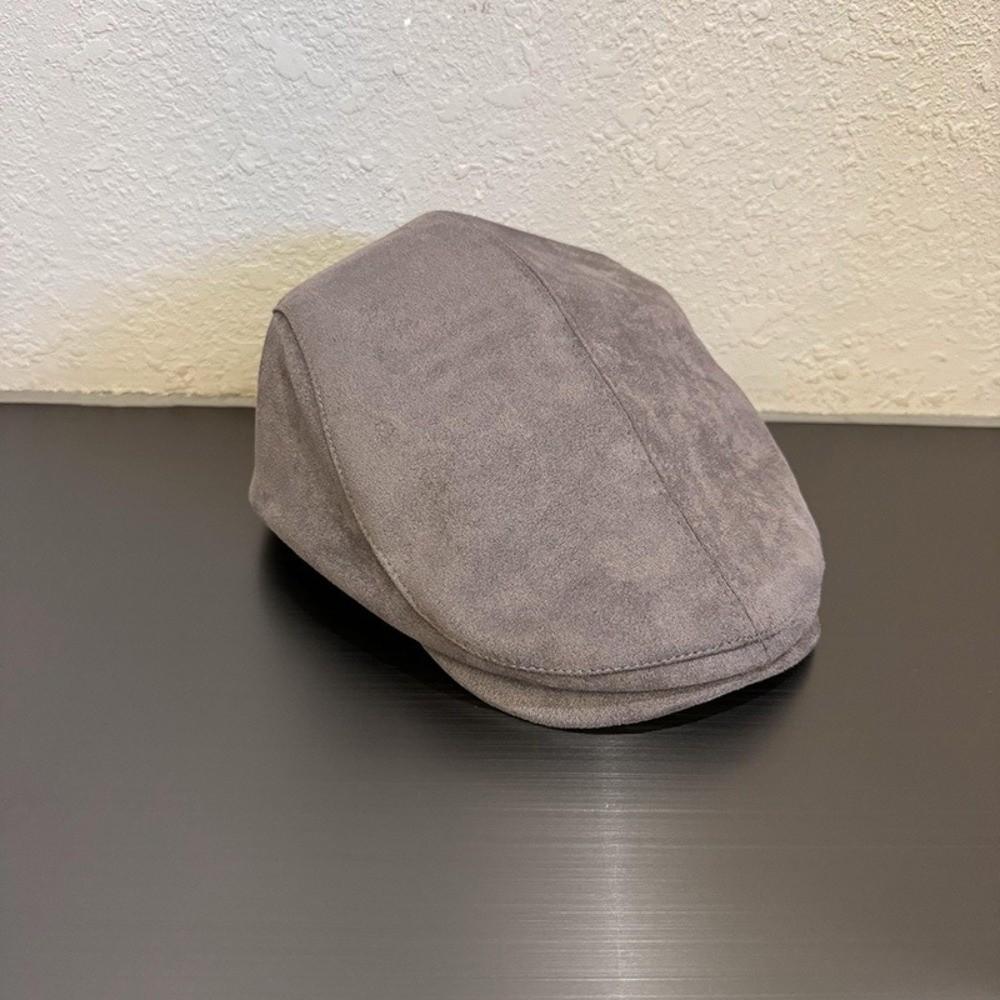 Adjustable Beret Hat Suede Surface Forward Hat High Quality Warm Hat Unisex серый